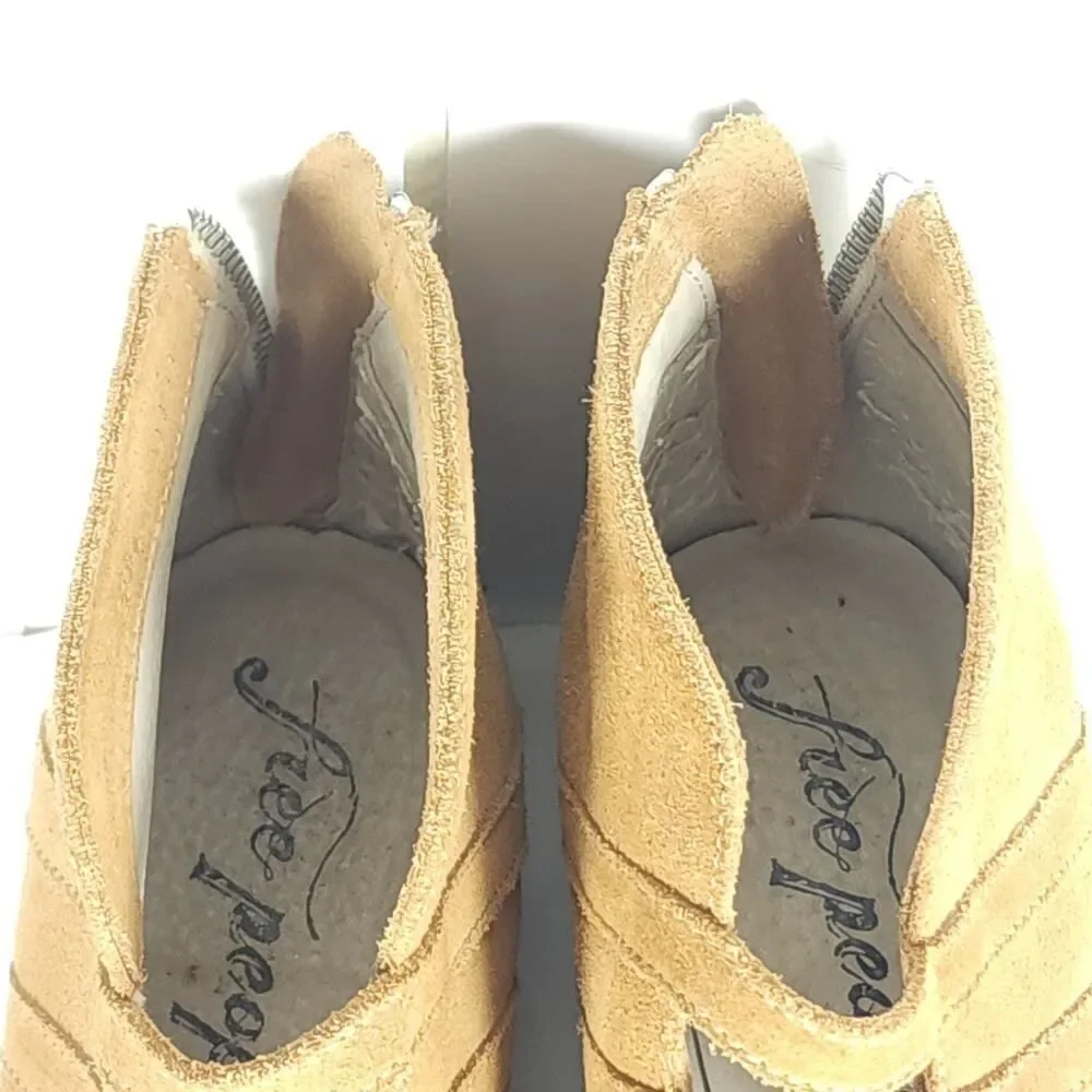 FREE PEOPLE Women's Swept Away 39 US8,5 Tan Suede Cutout Back Zip Ankle Booties - Picture 12 of 16